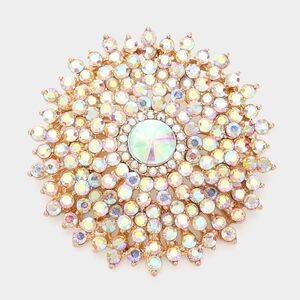 Abalone Brooch Crystal Pin Bubble Stone Circle Style Rhinestones Bling Accessory